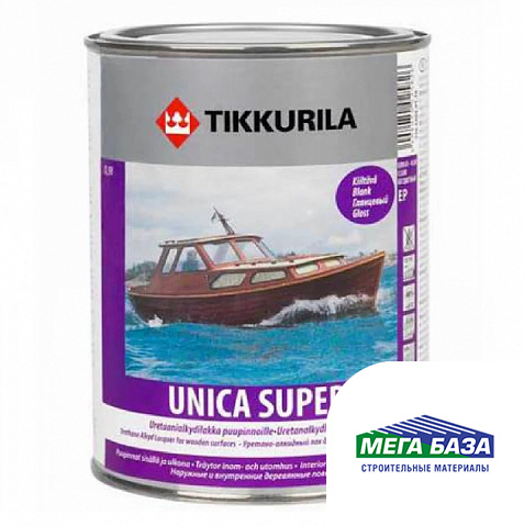 Лак высокоглянцевый износостойкий уретано-алкидный TIKKURILA UNICA SUPER 0,9 л