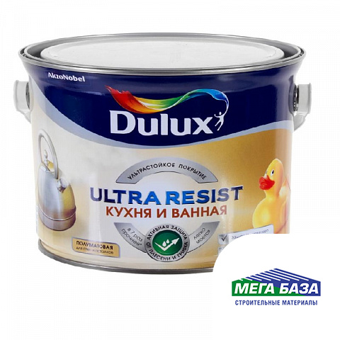Краска для кухни и ванной матовая водно-дисперсионная DULUX ULTRA RESIST 5 л