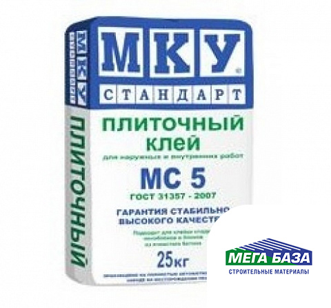 Клей для плитки и блоков МКУ МС5 25 кг