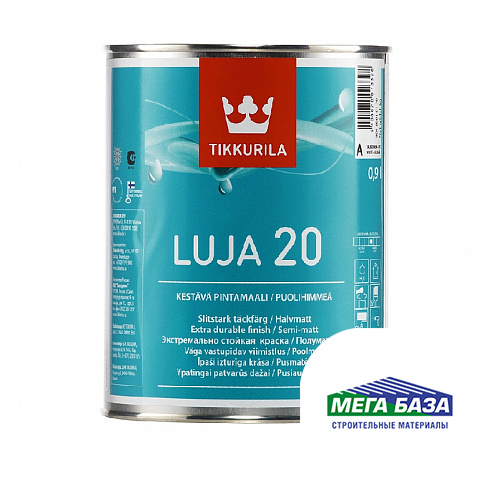 Краска водно-дисперсионная акрилатная TIKKURILA LUJA 20 для влажных помещений полуматовая 0,9 л
